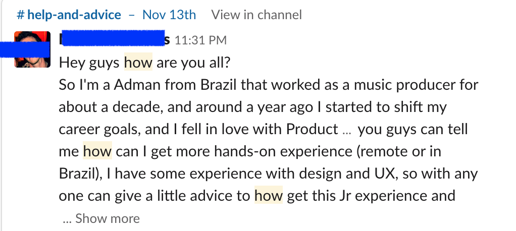 Slack post for APM