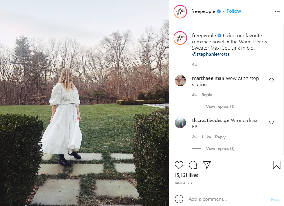 Sample of Free People's out-and-about visuals on their Instagram feed