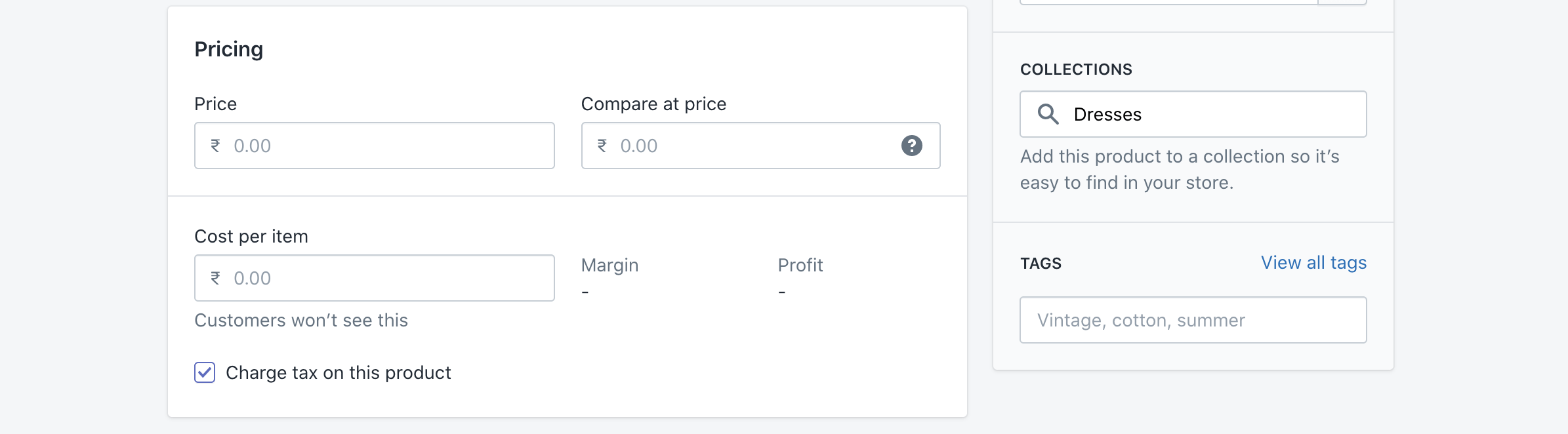 Shopify's pricing panel