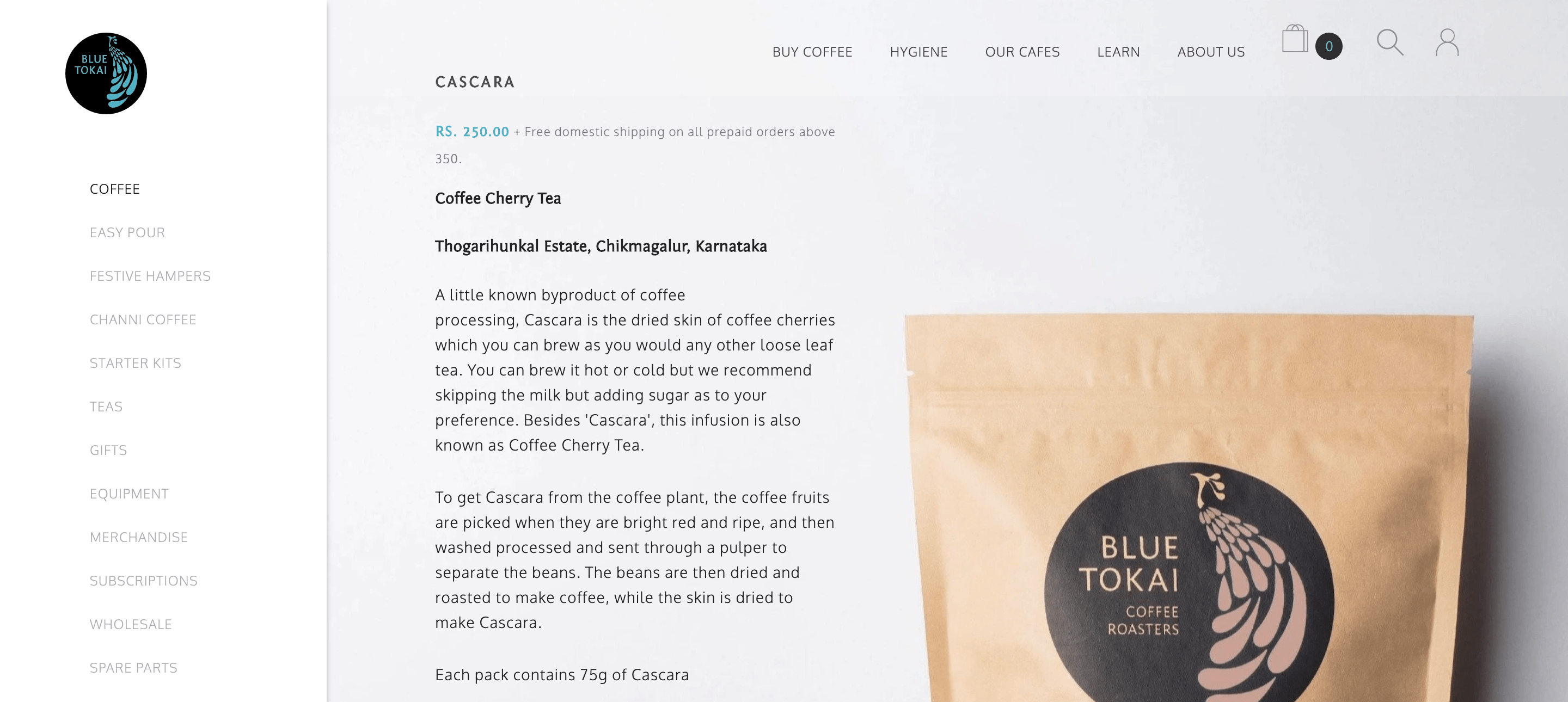 Thoughtful description for Blue Tokai coffee