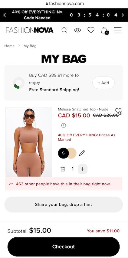 Fashion Nova's mobile cart offers a seamless and personalized shopping experience