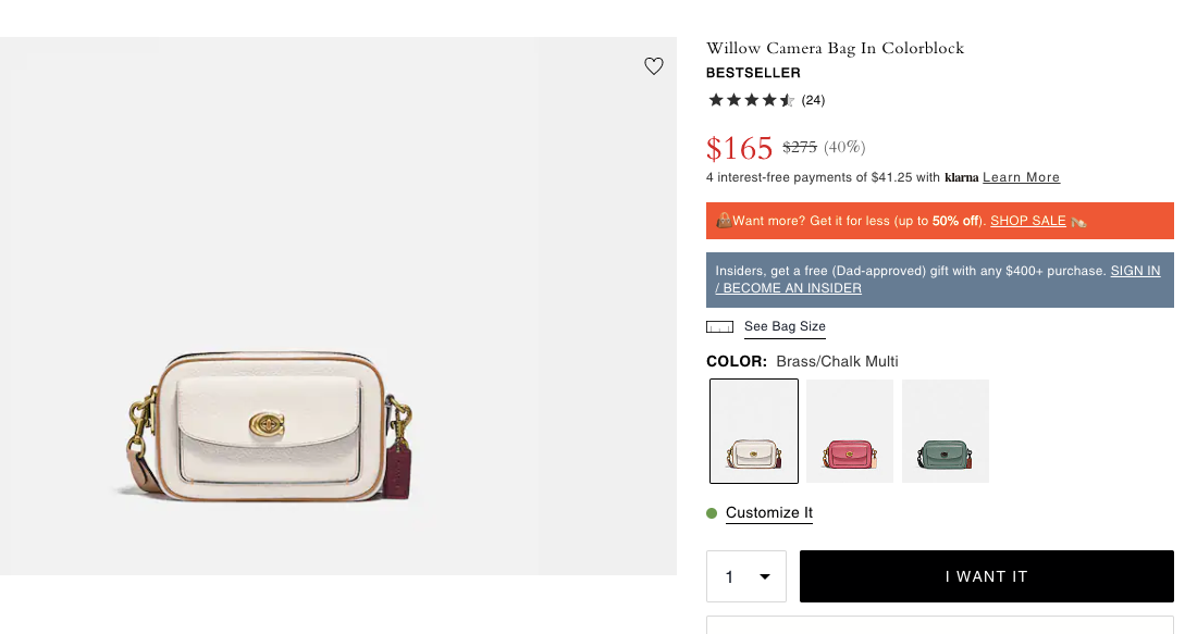 Coach displays offer information along with the product detail clearly, giving shoppers all information they need.